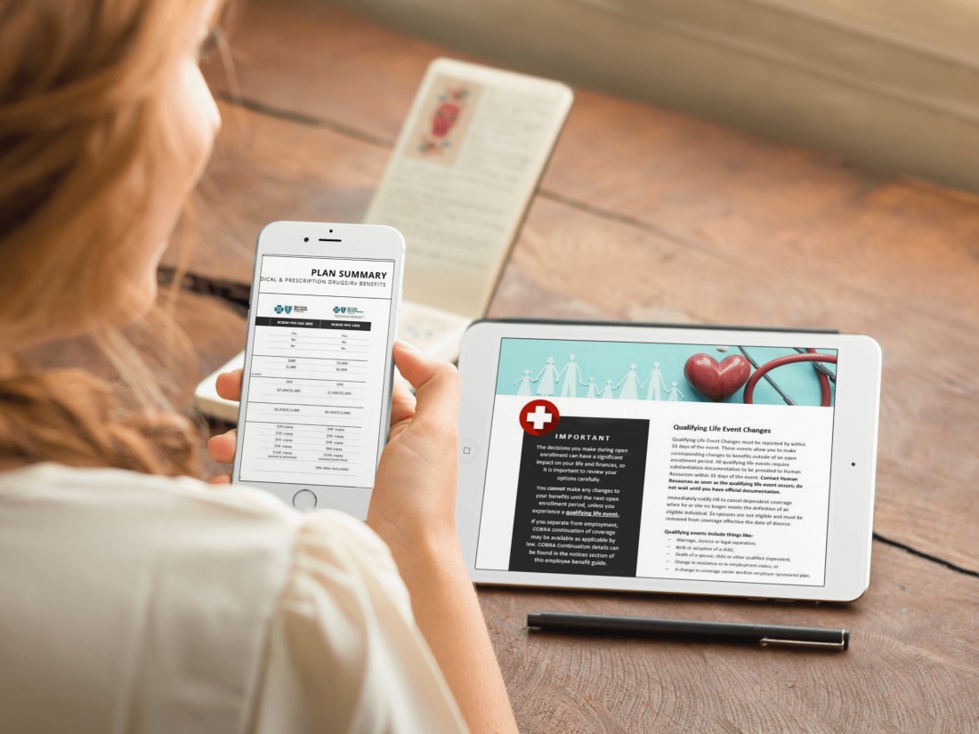 Photo of a Woman Reading HR & Benefits Technology Platform & Tools